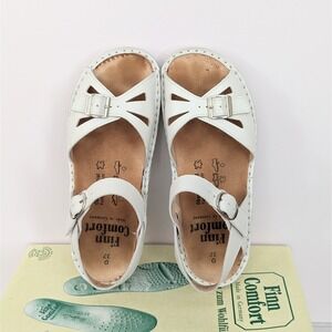 Finn Comfort Elba White Leather Size 37 EU Slingback Sandals (Buckle OR Snap!)